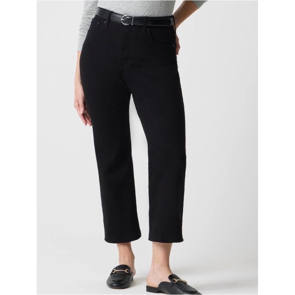 J.Crew Curvy Wide Leg Crop Jeans Size 25 Black High Rise Stretch Denim